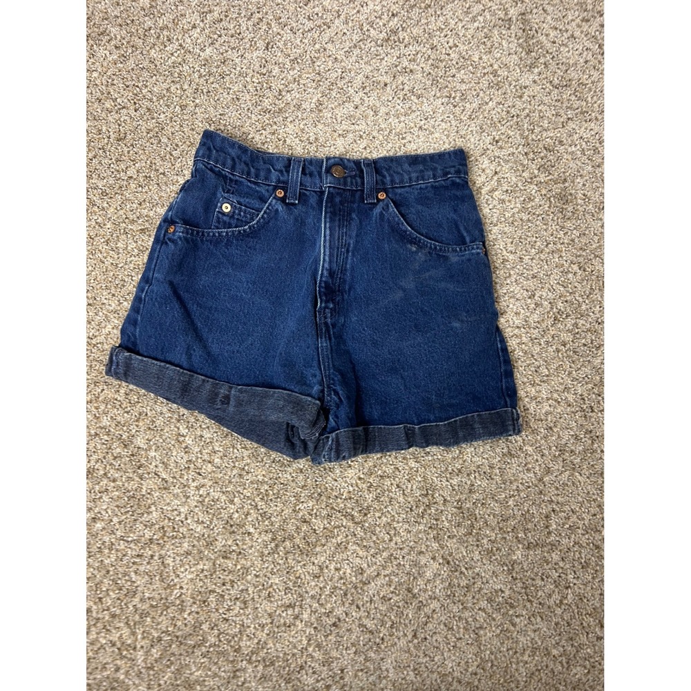 Vintage Levis 37954 Orange Tab Dark Wash Denim High Waisted Shorts Regular Fit